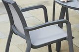 220cm Paris Volcano/Grey Rectangular Dining Table with 8 Volcano/Grey Stacking Armchairs