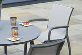120cm Paris Volcano/Grey Round Dining Table with 4 Volcano/Grey Stacking Armchairs