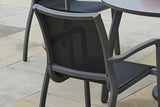 90cm Paris Volcano/Grey Square Dining Table with 2 Volcano/Black Stacking Armchairs