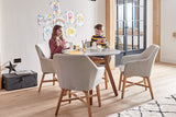 100cm Henley Porcelain Slate & Teak Round Dining Table with 4 Richmond Dining Armchairs