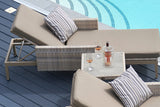 2 Hampstead Stone Sun Loungers with Side Table