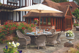 3.2m x 2.1m Deluxe Rectangular Aluminium Almond Parasol with 25kg Concrete Base