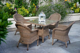 90cm Kensington Square Dining Table with 4 Dining Armchairs