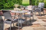 90cm Windsor Grey Round Dining Table with 4 Stacking Armchairs