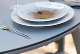 120cm Paris Volcano/Grey Round Dining Table with 4 Volcano/Grey Stacking Armchairs