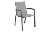 220cm Paris Volcano/Grey Rectangular Dining Table with 8 Volcano/Grey Stacking Armchairs