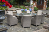 230cm Kensington Oval Dining Table with 8 High Back Dining Armchairs
