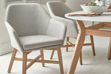 100cm Henley Porcelain Marble & Teak Round Dining Table with 2 Richmond Dining Armchairs