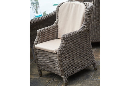 110cm Kensington Round Dining Table with 4 High Back Dining Armchairs