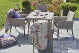 90cm Hampstead Stone Square Dining Table with 4 Dining Armchairs