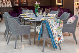 220cm Henley Porcelain Slate & Aluminium Oval Dining Table with 8 Cliveden Dining Armchairs