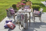 90cm Hampstead Stone Square Dining Table with 4 Stacking Armchairs