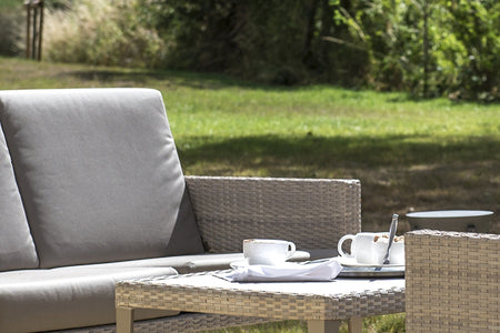 Hampstead Stone 2 Seater Sofa with 2 Lounge Armchairs, Footstool & Rectangular Coffee Table