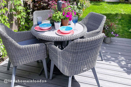 90cm Cliveden Round Dining Table with 4 Dining Armchairs