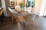 180cm Henley Glass & Teak Oval Dining Table with 6 Richmond Dining Armchairs