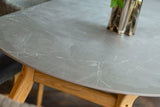 220cm Henley Porcelain Slate & Teak Oval Dining Table