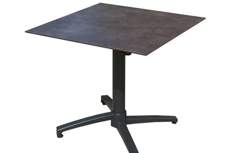 80cm Paris Black/Anthracite Square Folding Table with 2 Volcano/Black Stacking Armchairs