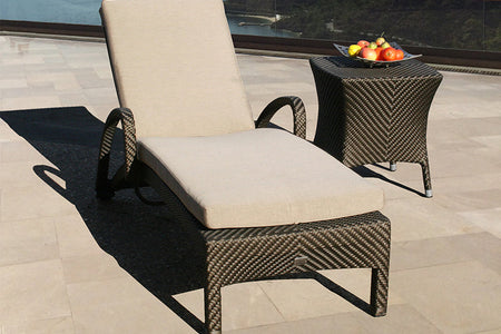 2 Windsor Bronze Stacking Sun Loungers with Square Side Table
