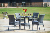 90cm Windsor Grey Round Dining Table with 4 Stacking Armchairs